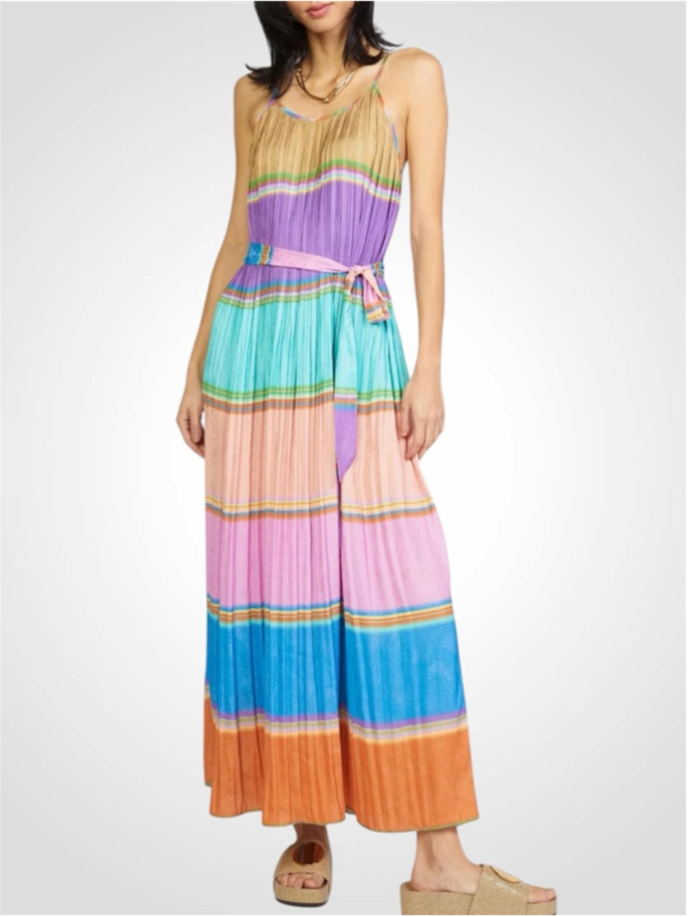 Current Air Pleated Color Block Cami Dress Size M
